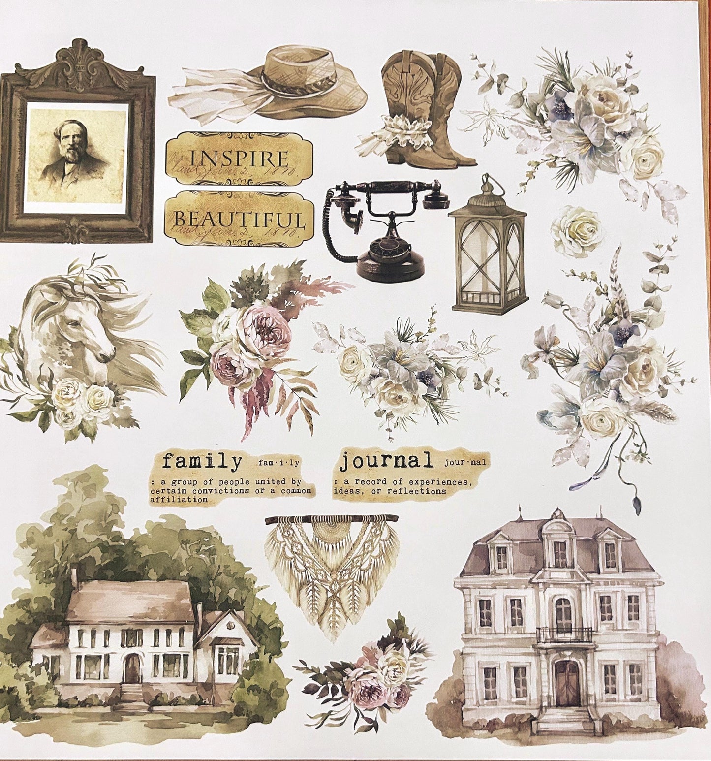 Bohemian Heart Collection Scrapbook Paper Set | 12”x12”, 14 sheets | Prima Marketing Inc.