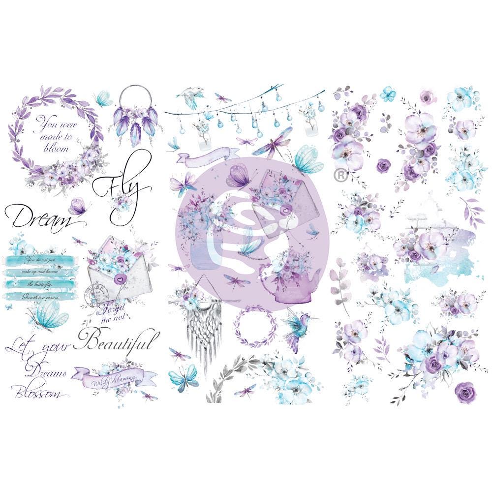 Aquarelle Dreams Collection Flowers - Glory, 6 pcs | Three Girls Tale | Prima Marketing Inc.