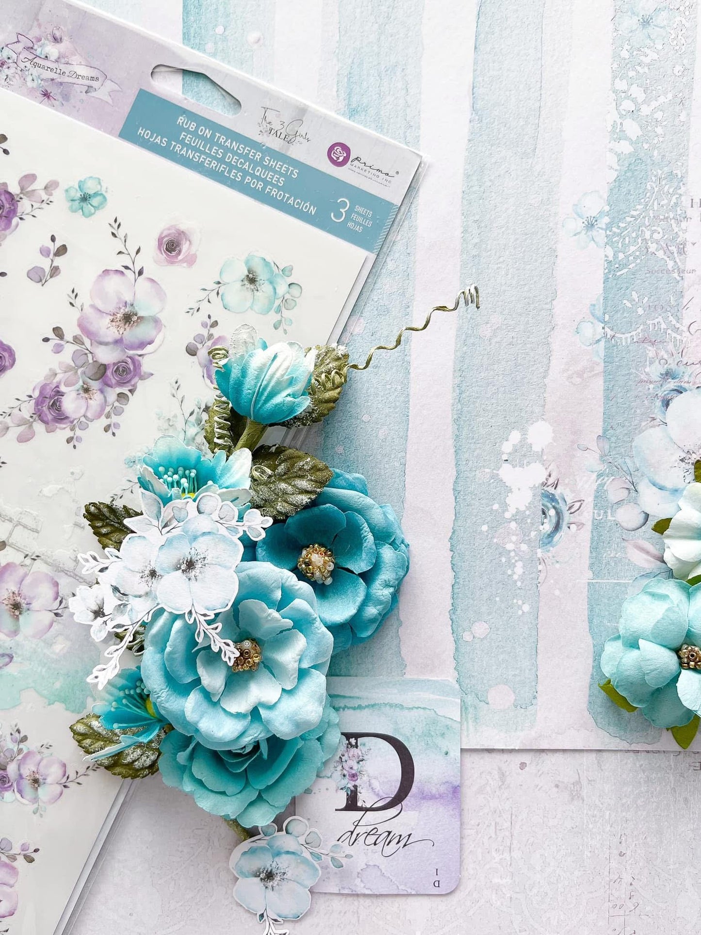 Aquarelle Dreams Collection Flowers - Passion, 6 pcs | Three Girls Tale | Prima Marketing Inc.