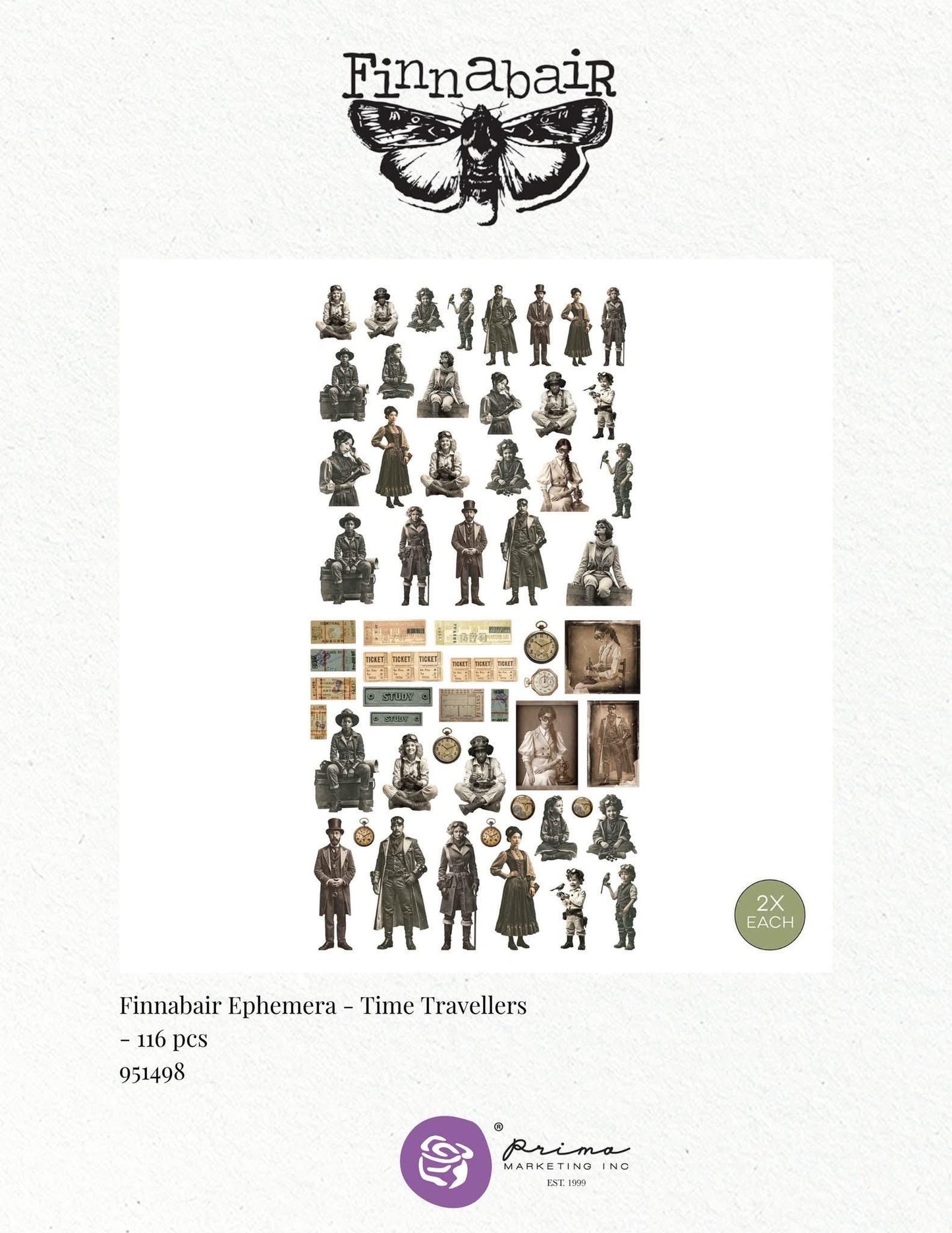 Time Travelers Collection Ephemera, 116 pcs | Finnabair | Prima Marketing Inc.